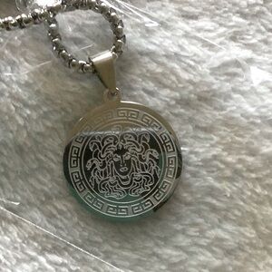 Stainless steel Medusa coin medallion pendant